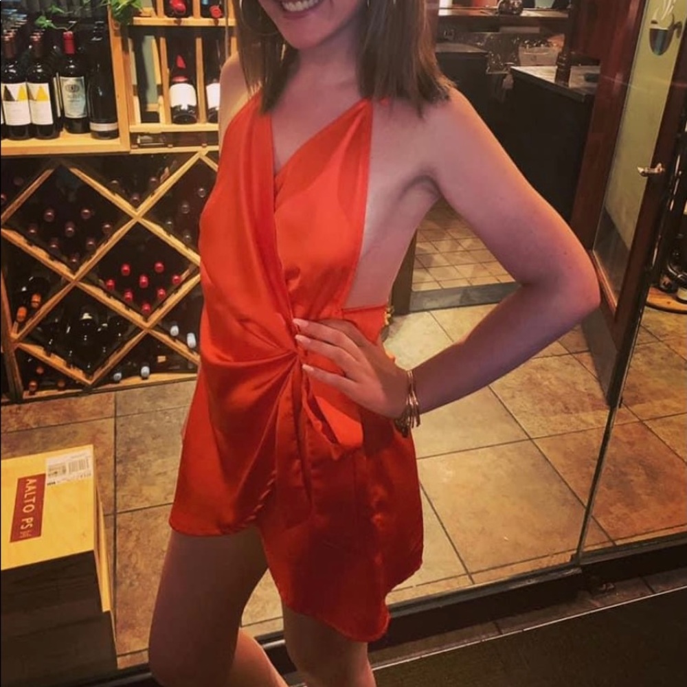 Silk orange wrap dress